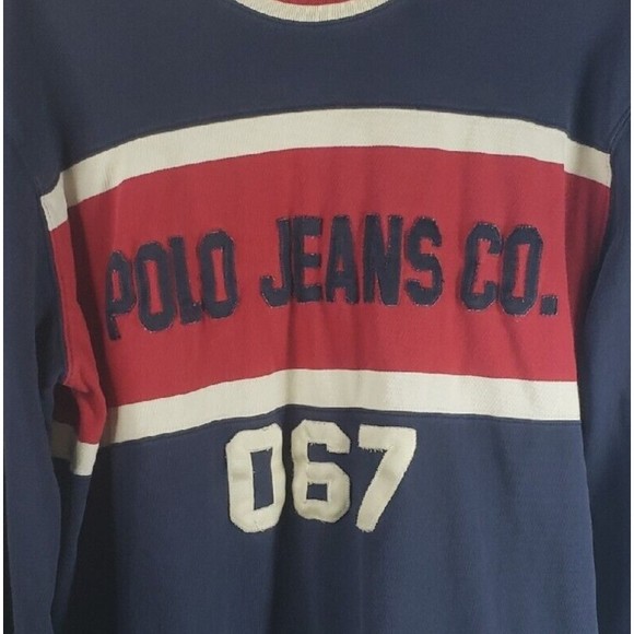 Polo Jeans Co Vintage Mens Shirt Oversized Large Spell Out Long Sleeve Flaws - Picture 2 of 10